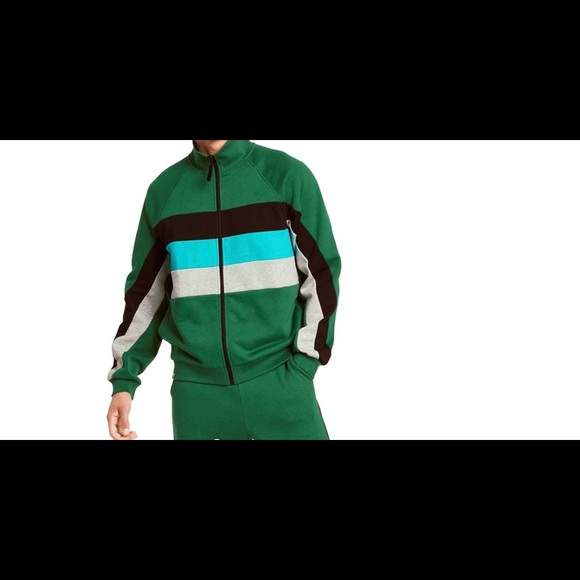 New Men's Color Block Stripe Zip-Up Track Jacket - Picture 1 of 2
